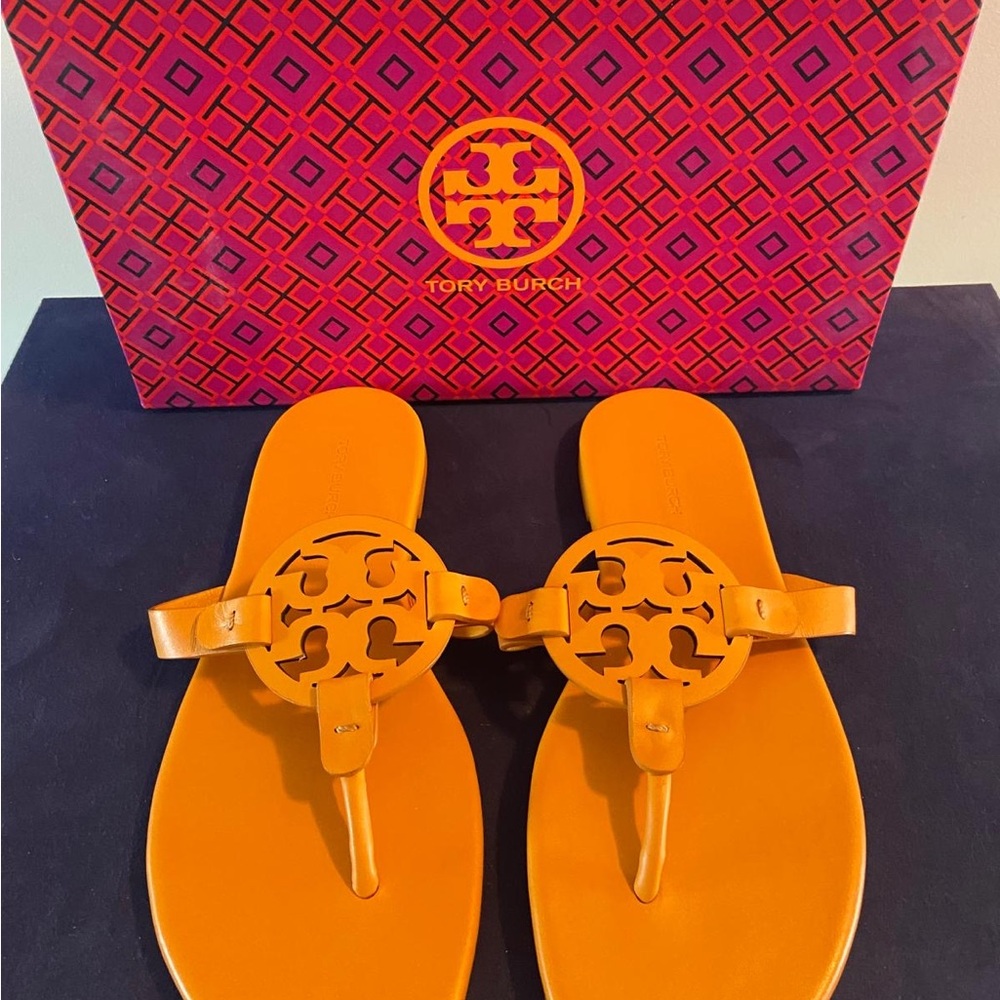 Tory Burch Vibrant Orange Thong Sandals